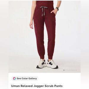 Women's Burgundy Jogger Scrub Pants